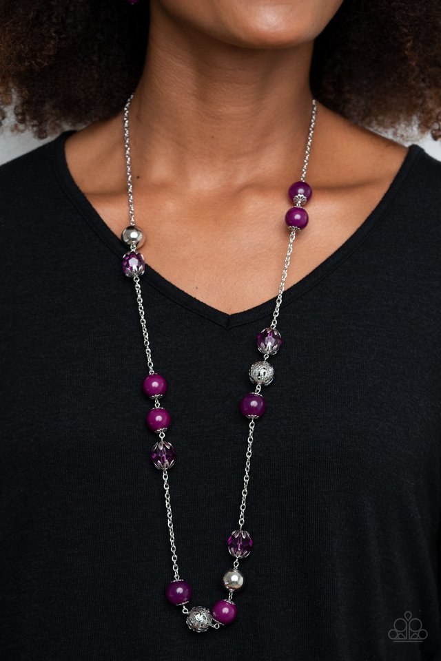 Purple and silver 2025 necklace paparazzi