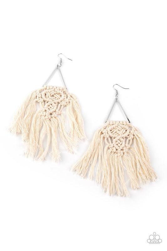 Modern Day Macrame - White - Paparazzi Earring Image