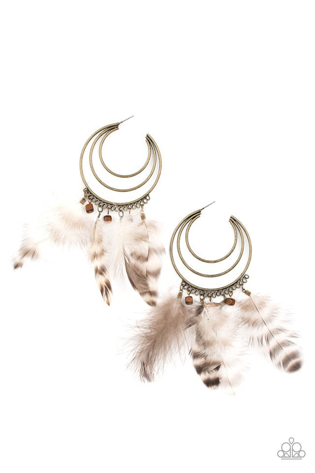 Freely Free Bird - Brass - Paparazzi Earring Image