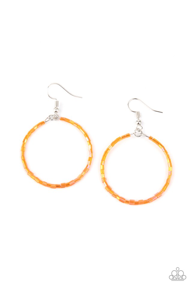 Colorfully Curvy - Orange - Paparazzi Earring Image
