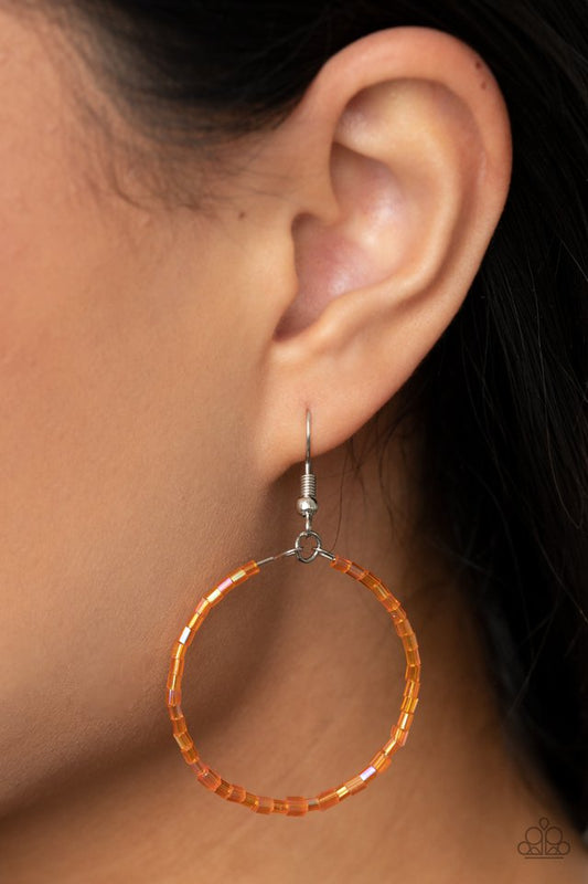 Colorfully Curvy - Orange - Paparazzi Earring Image