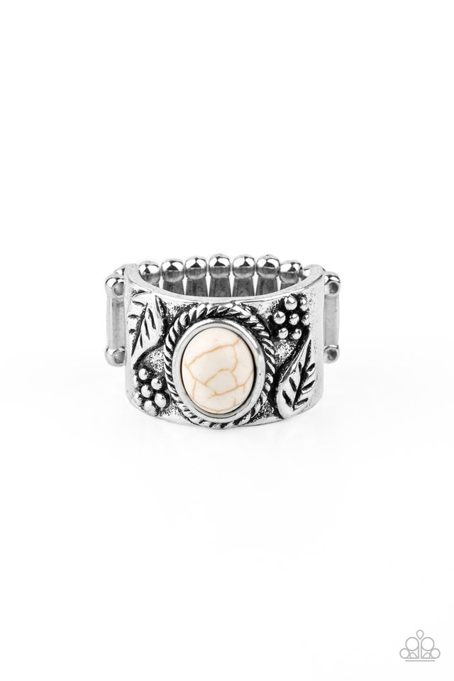 Free-Spirited Fields - White - Paparazzi Ring Image