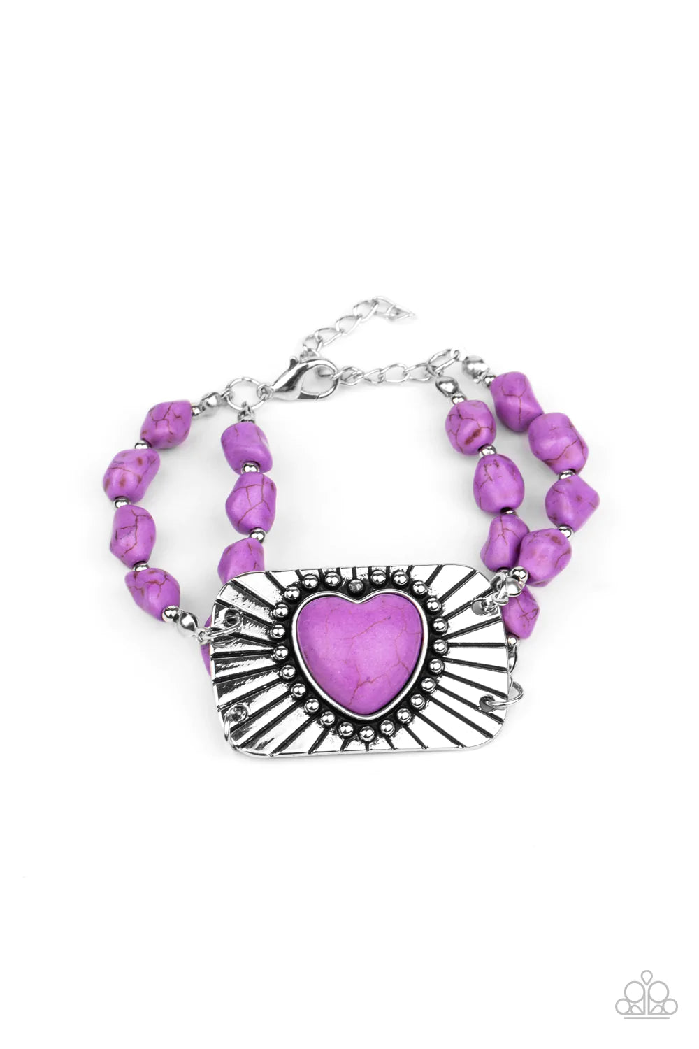 Pulsera Paparazzi ~ Corazón de piedra arenisca - Púrpura