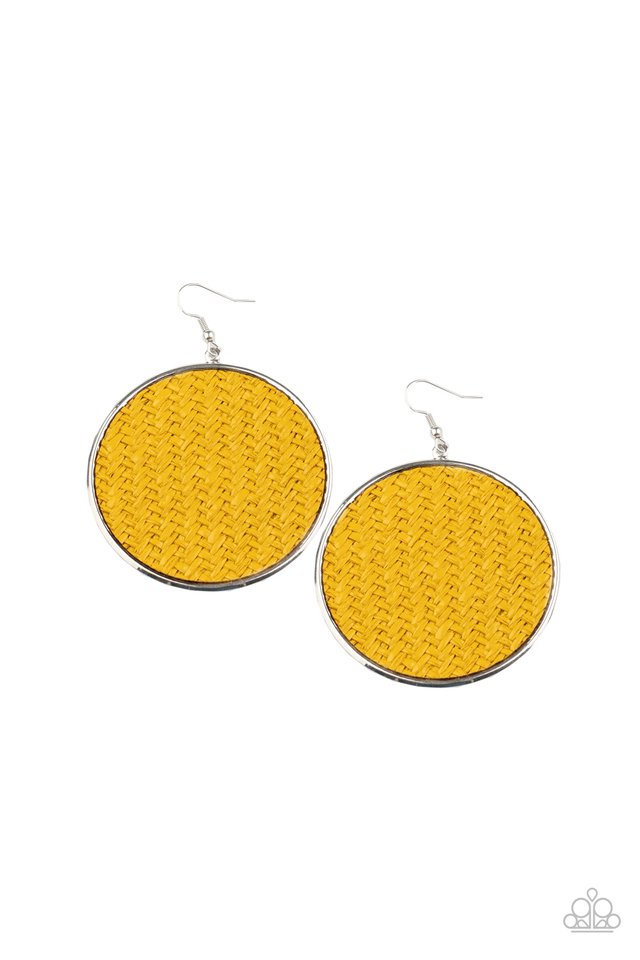 Wonderfully Woven - Yellow - Paparazzi Earring Image