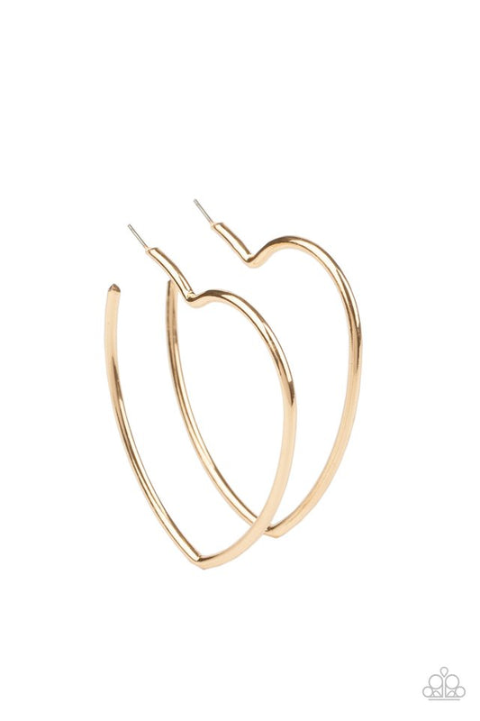 Heartbreaker Hustle - Gold - Paparazzi Earring Image