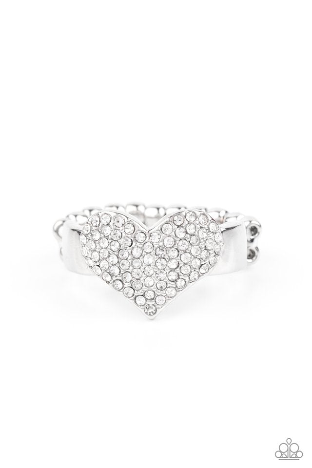 Heart of BLING - White - Paparazzi Ring Image