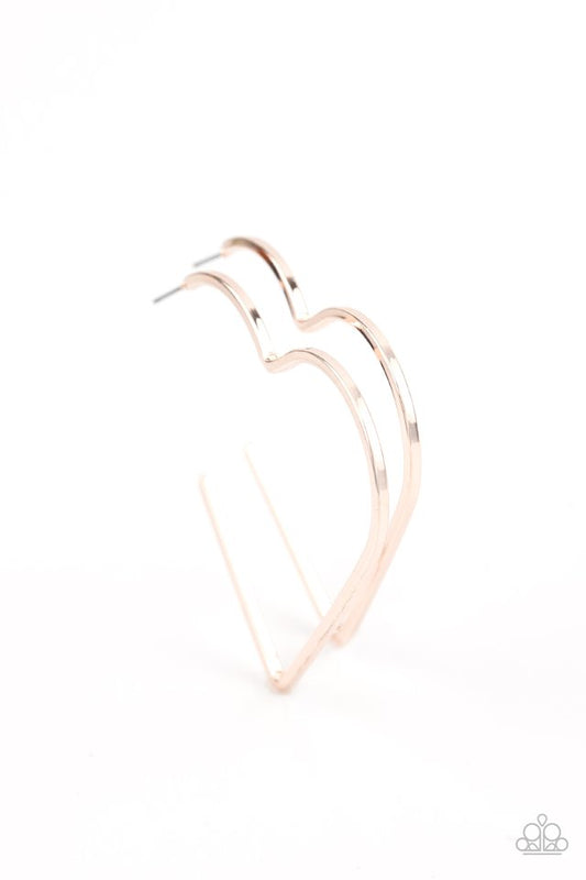I HEART a Rumor - Rose Gold - Paparazzi Earring Image