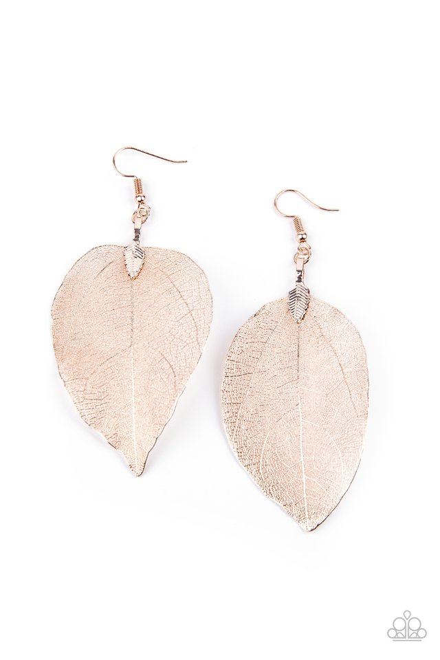 Rose gold Leaf Necklace with Earrings –