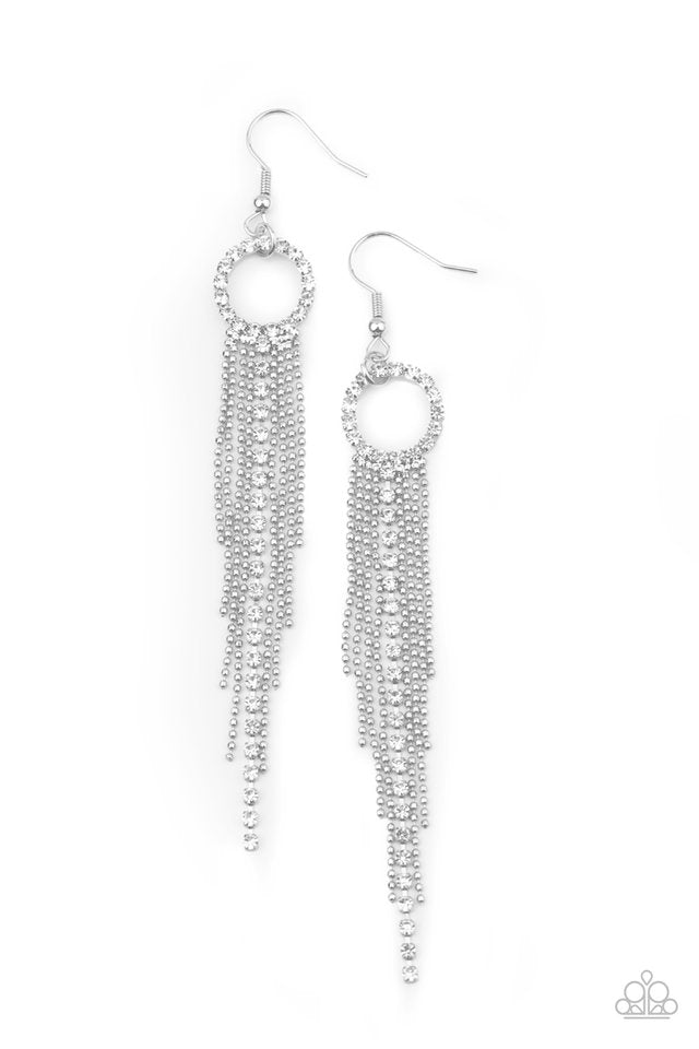 Pass The Glitter - White - Paparazzi Earring Image