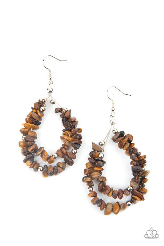 Canyon Rock Art - Brown - Paparazzi Earring Image