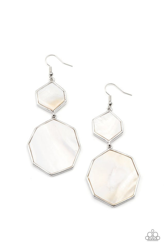 Vacation Glow - White - Paparazzi Earring Image