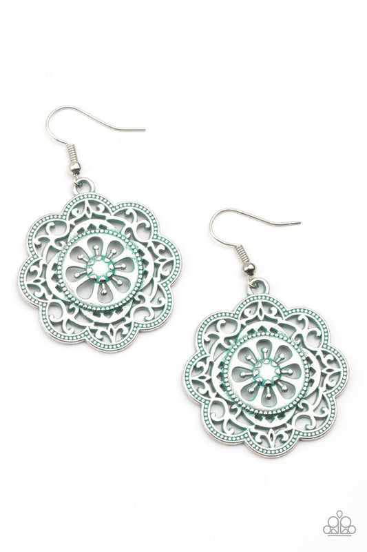 Western Mandalas - Blue - Paparazzi Earring Image