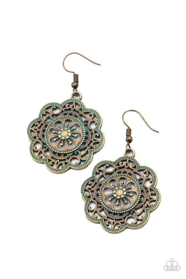 Western Mandalas - Brass - Paparazzi Earring Image