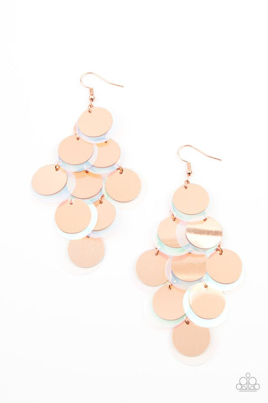 Sequin Seeker - Copper - Paparazzi Earring Image