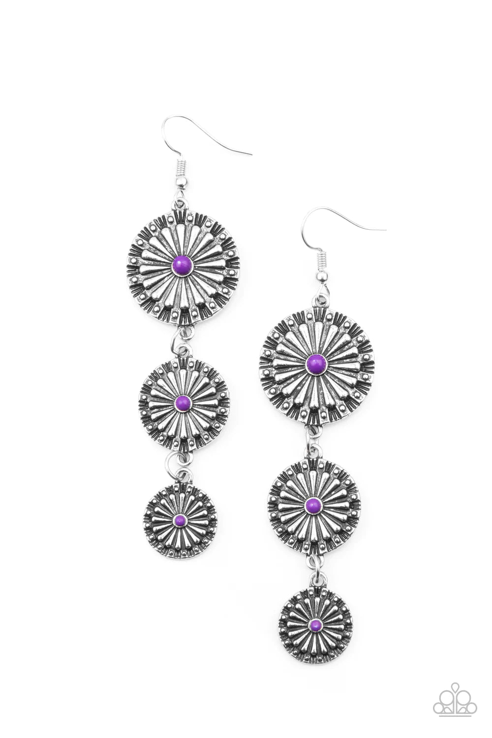 Paparazzi Earring ~ Festively Floral - Purple