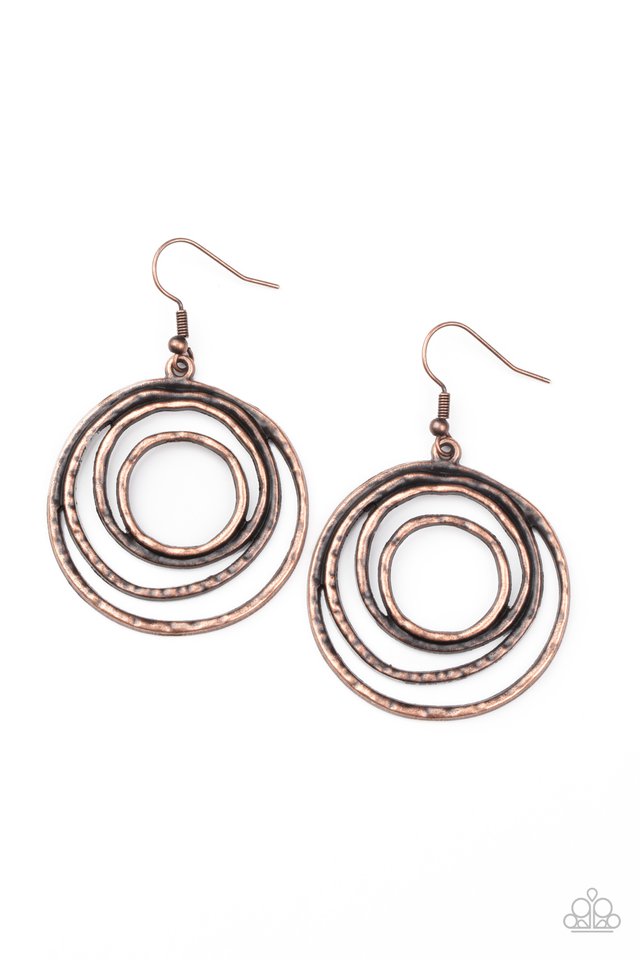 Spiraling Out of Control - Copper - Paparazzi Earring Image