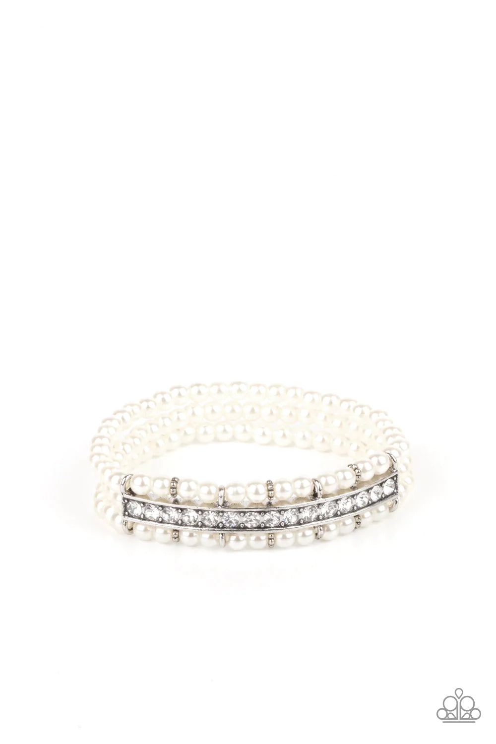 Pulsera Paparazzi ~ Vintage Beam - Blanco