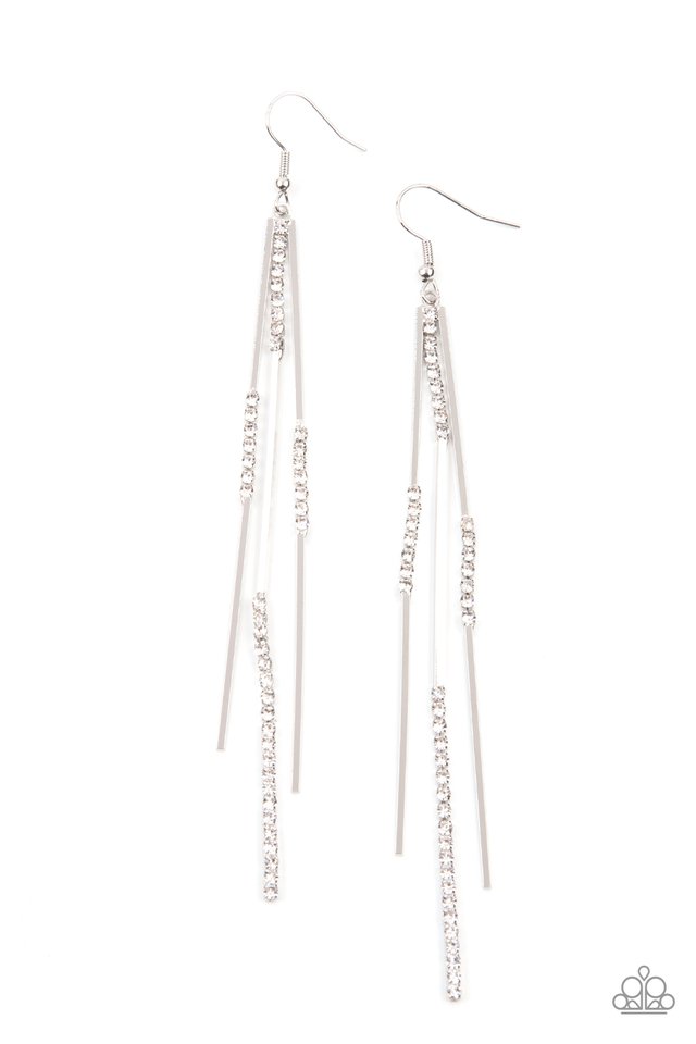 Dainty Dynamism - White - Paparazzi Earring Image