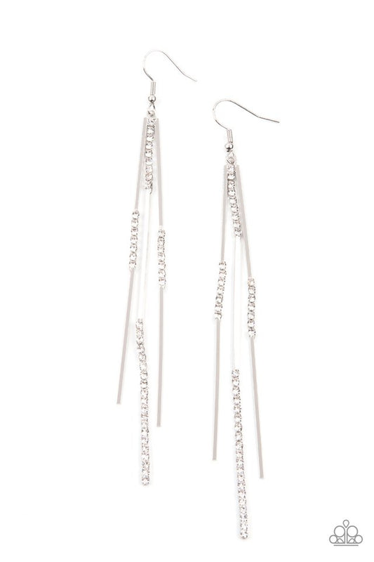 Dainty Dynamism - White - Paparazzi Earring Image