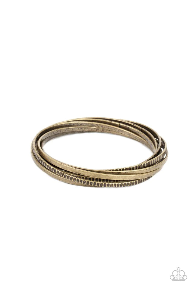 Paparazzi Bracelet ~ Trending in Tread - Brass
