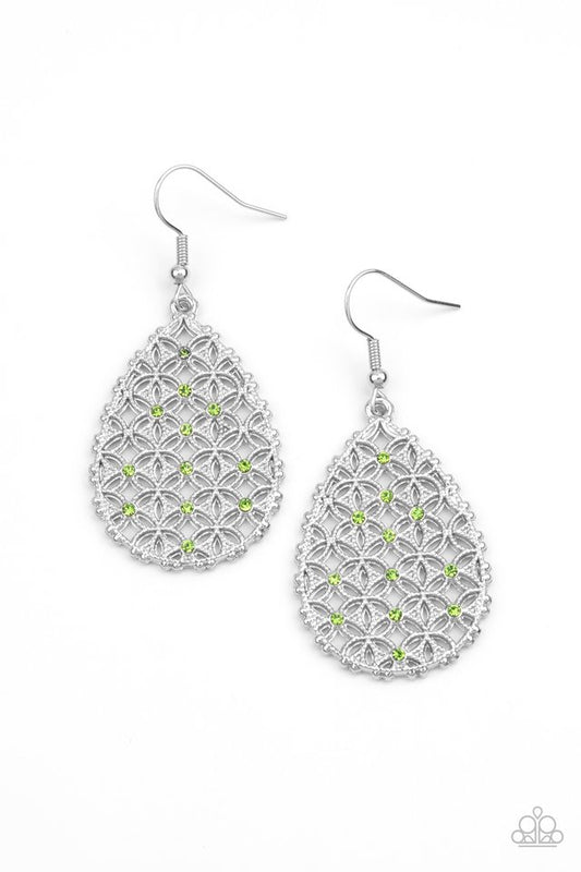 Glorious Gardens - Green - Paparazzi Earring Image