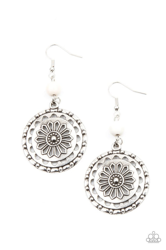 ​Flowering Frontiers - White - Paparazzi Earring Image