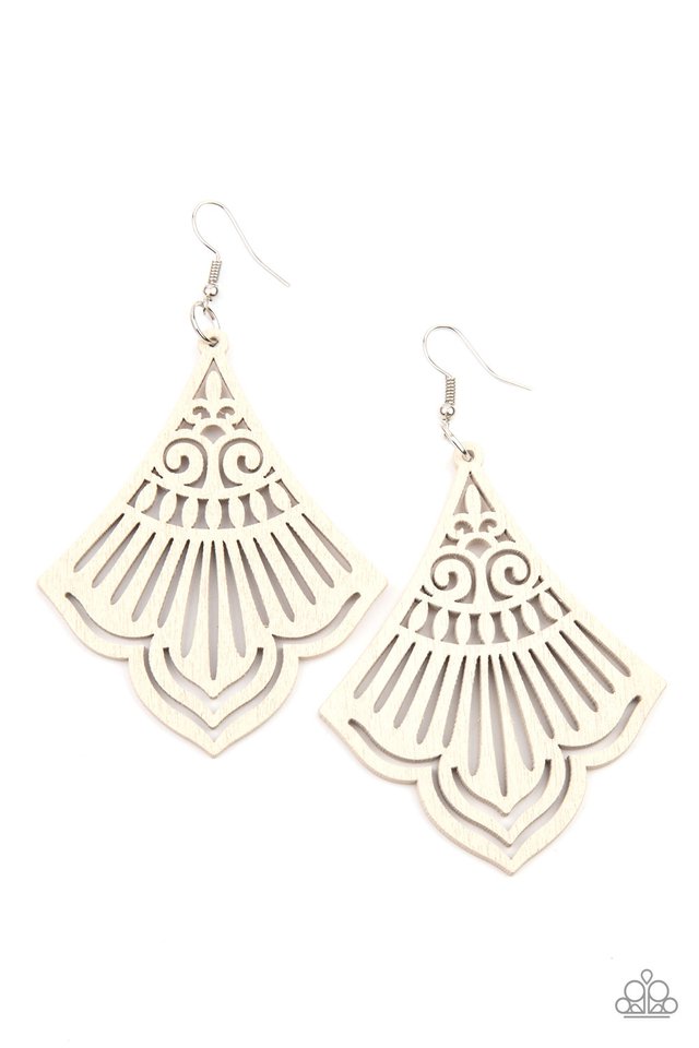 Eastern Escape - White - Paparazzi Earring Image