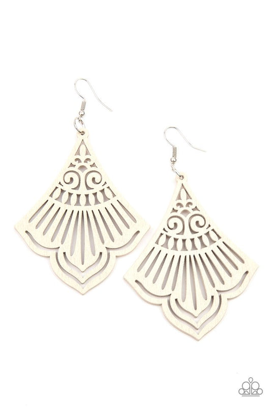 Eastern Escape - White - Paparazzi Earring Image