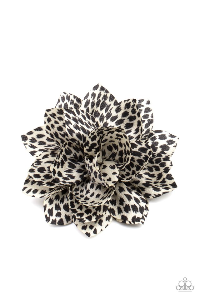 Positively Flower Patch - Black Hair Clip - Paparazzi Accessories
