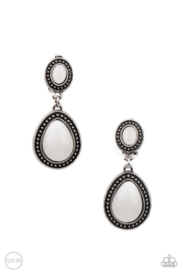 Carefree Clairvoyance - White - Paparazzi Earring Image