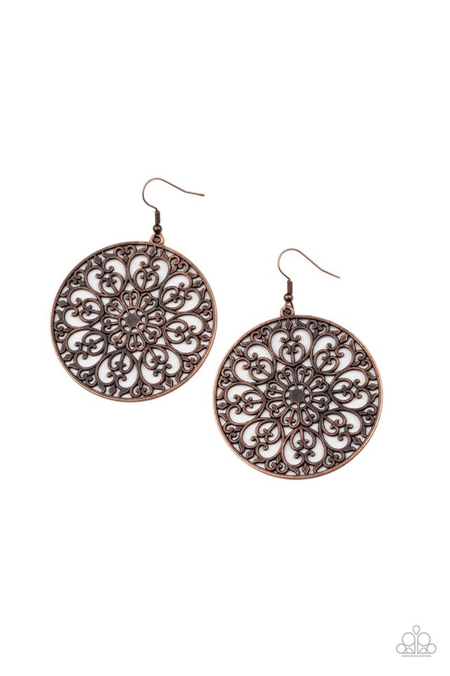 Make A MANDALA Out Of You - Copper - Paparazzi Earring Image