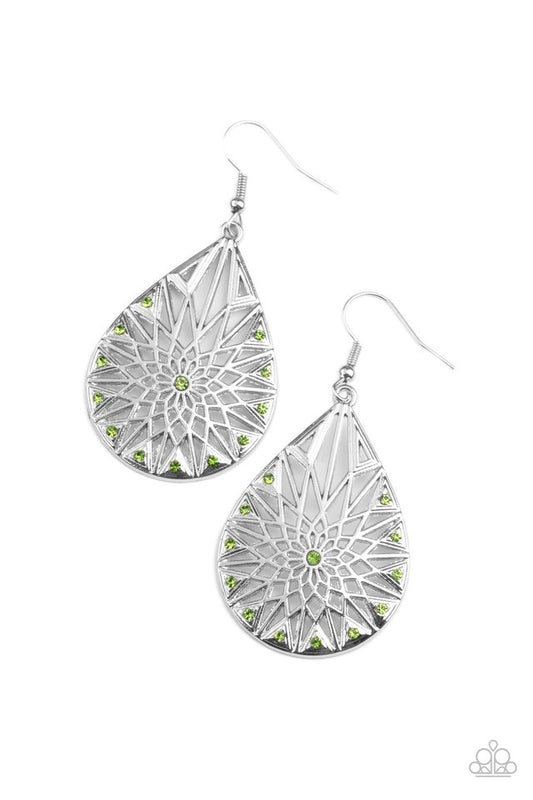 Icy Mosaic - Green - Paparazzi Earring Image