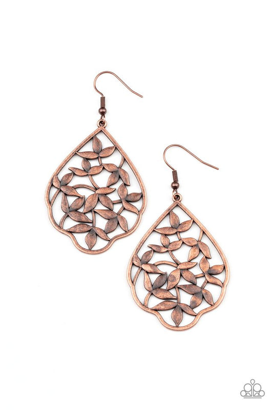 Taj Mahal Gardens - Copper - Paparazzi Earring Image