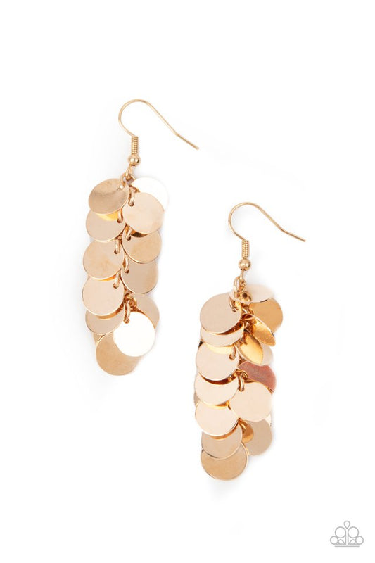 Hear Me Shimmer - Gold - Paparazzi Earring Image