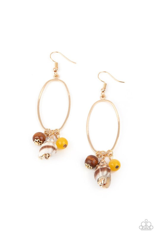 Golden Grotto - Yellow - Paparazzi Earring Image