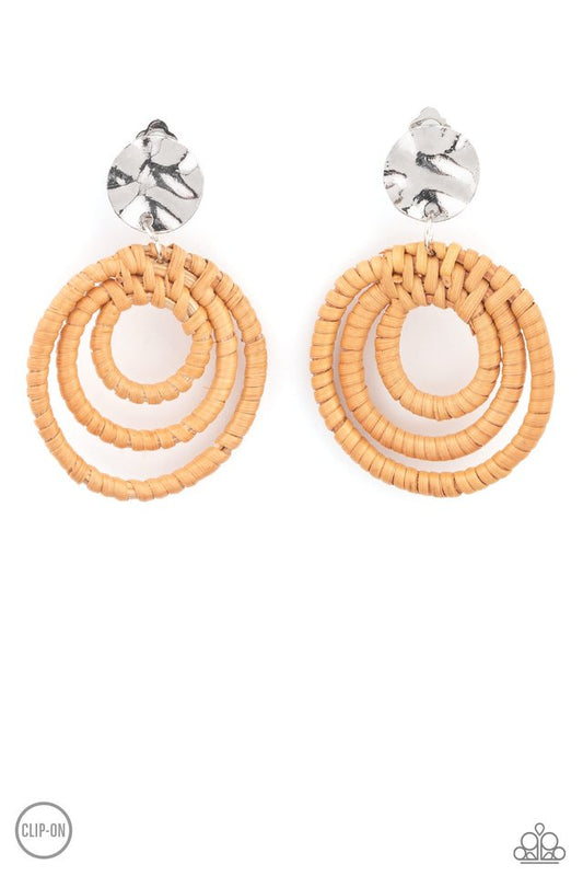 Whimsically Wicker - Brown - Paparazzi Earring Image