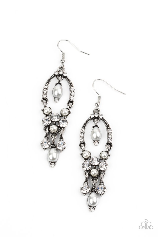 Back In The Spotlight - White - Paparazzi Earring Image