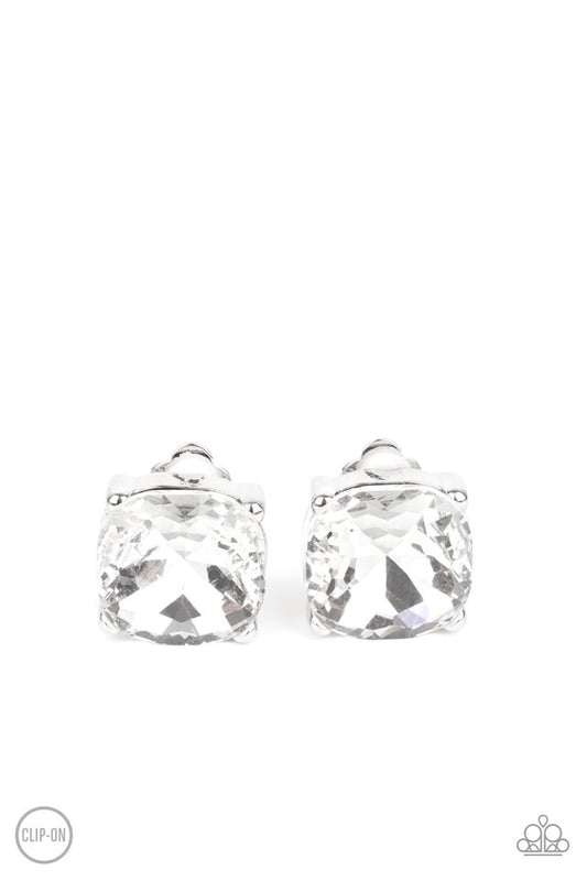 Bombshell Brilliance - White - Paparazzi Earring Image
