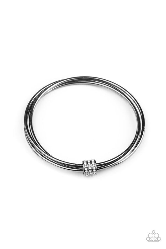 Roll Out The Rhinestones - Black - Paparazzi Bracelet Image