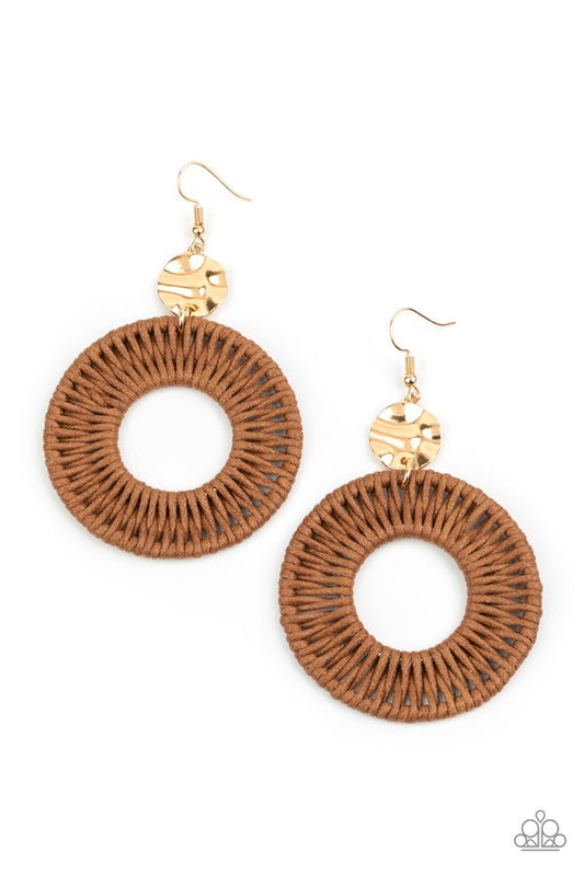 Total Basket Case - Brown - Paparazzi Earring Image