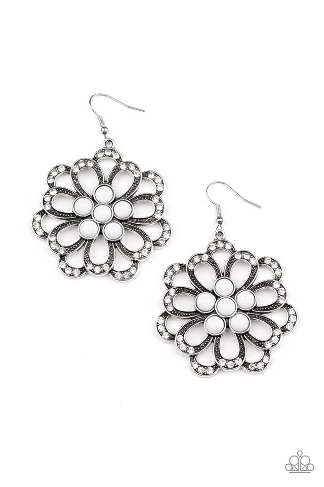 Dazzling Dewdrops - White - Paparazzi Earring Image