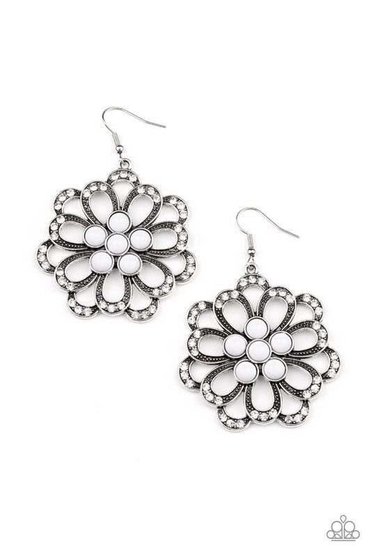 Dazzling Dewdrops - White - Paparazzi Earring Image