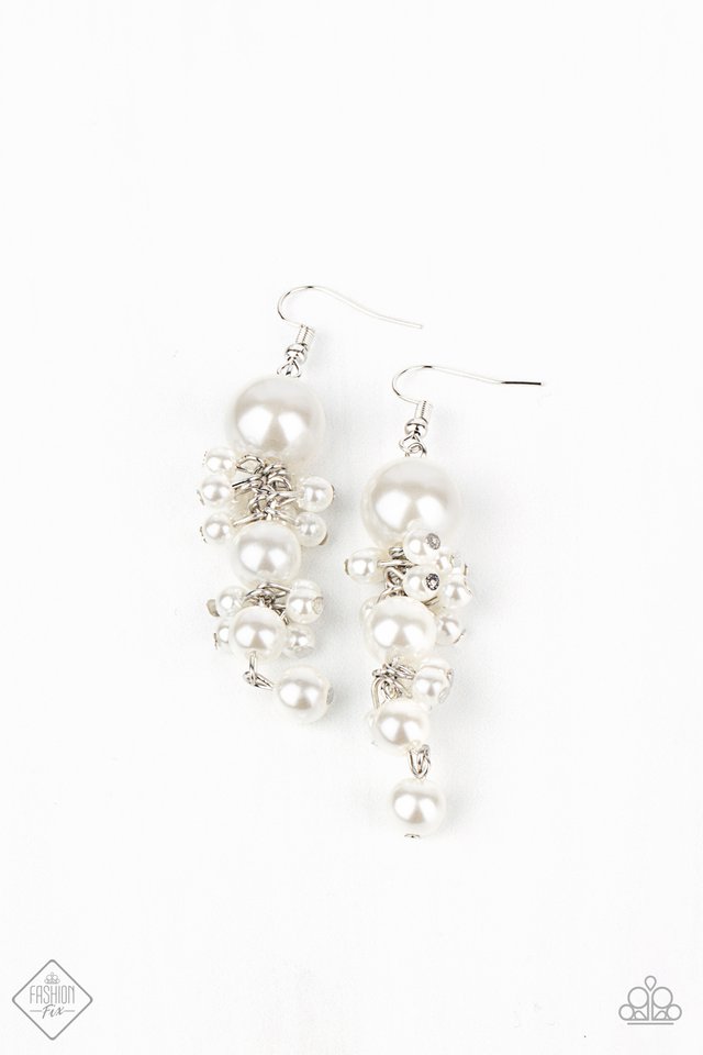 Ageless Applique - White - Paparazzi Earring Image