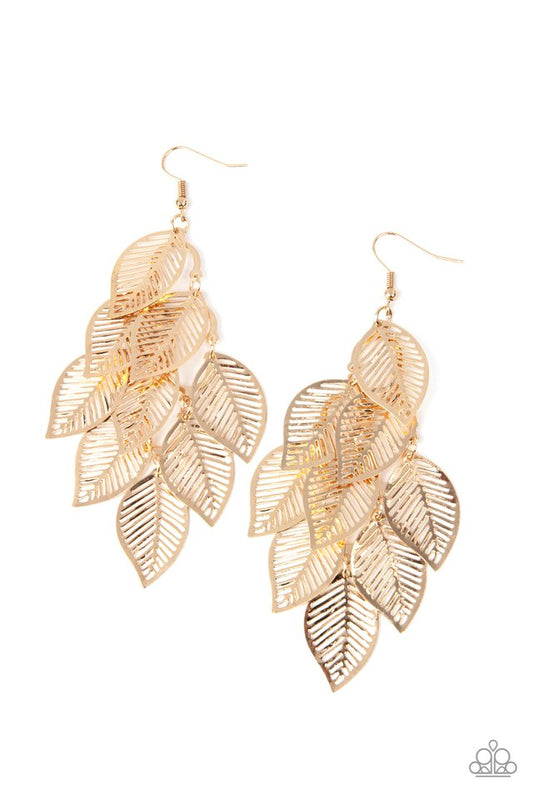 Limitlessly Leafy - Gold - Paparazzi Earring Image