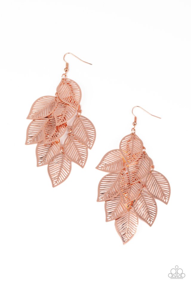 Limitlessly Leafy - Copper - Paparazzi Earring Image