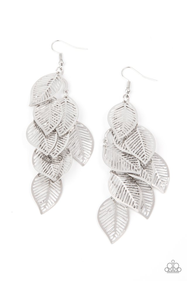 Limitlessly Leafy - Silver - Paparazzi Earring Image