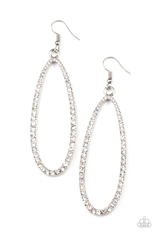 Dazzling Decorum - White - Paparazzi Earring Image