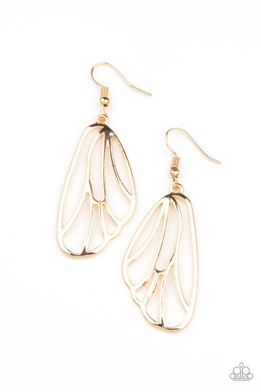 Turn Into A Butterfly - Gold - Paparazzi Earring Image