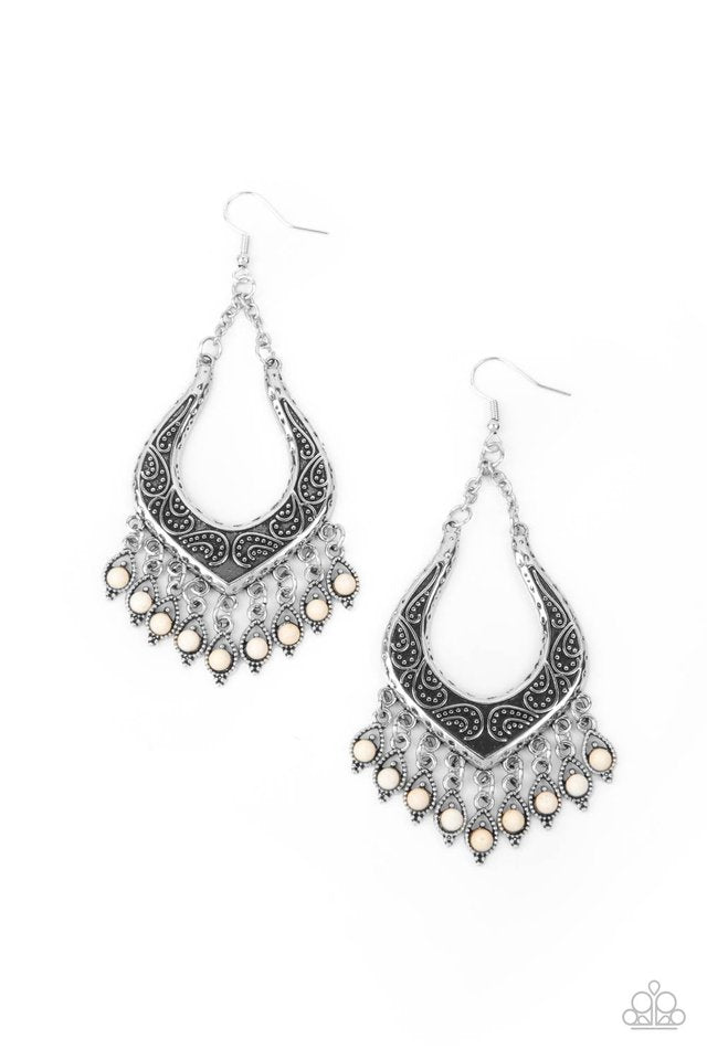 ​Sahara Fiesta - White - Paparazzi Earring Image