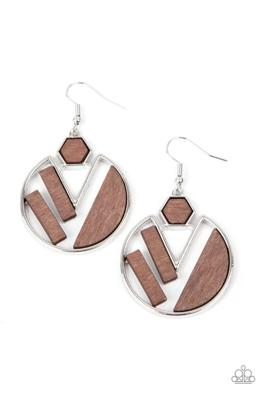 Petrified Posh - Brown - Paparazzi Earring Image